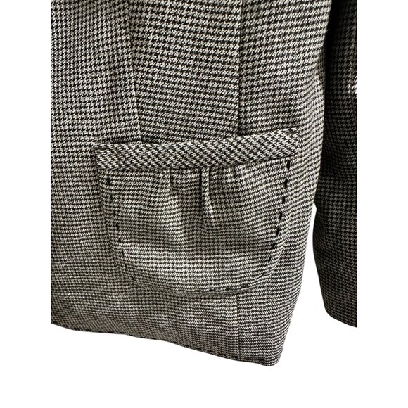 👗 2/$30 👗 Gray Houndstooth Blazer Jacket Sz 10 With Flower Accent - Picture 3 of 10